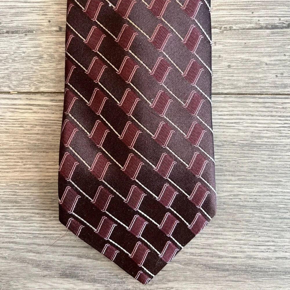 Joseph Abboud Men’s Neck Tie Geometric Print Square Silk Workwear Dressy Formal